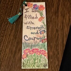 Hand-crafted Floral Bookmark with Teal Tassel
Holograph